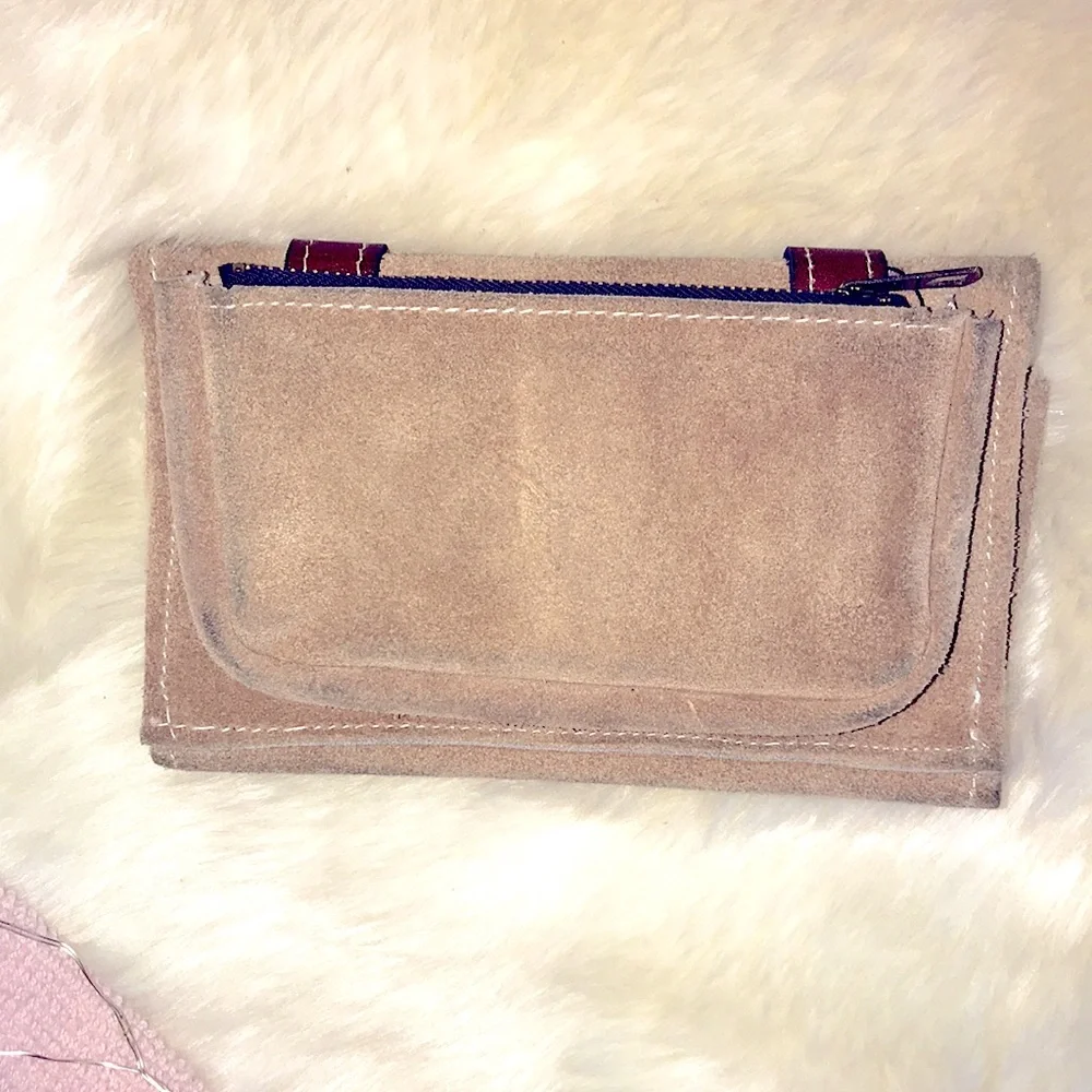 Butter Soft Leather Suede TriFold Wallet, Coin Pockets & Checkbook/Calendar